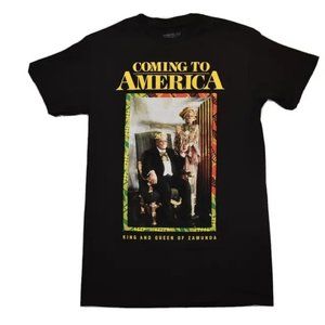 Coming to America Mens King and Queen Zamunda Black Shirt New